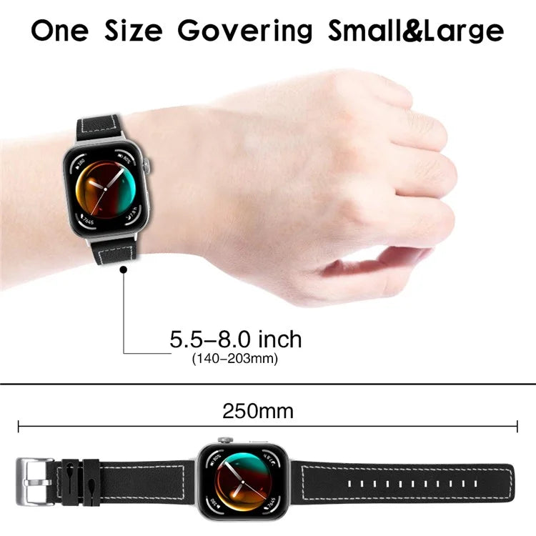 For Huawei Watch Fit 3 Watch Strap Stitching Lines Genuine Cow Leather Wrist Band