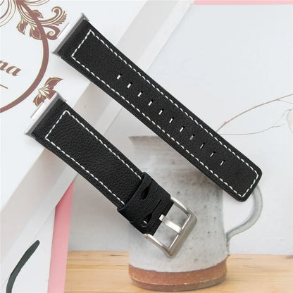 For Huawei Watch Fit 3 Watch Strap Stitching Lines Genuine Cow Leather Wrist Band