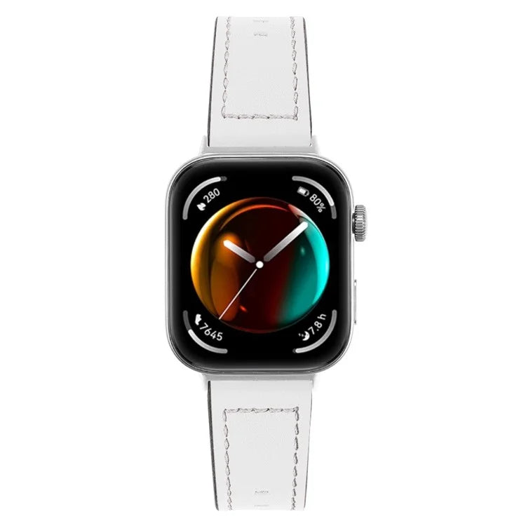 For Huawei Watch Fit 3 Watch Strap Stitching Lines Genuine Cow Leather Wrist Band