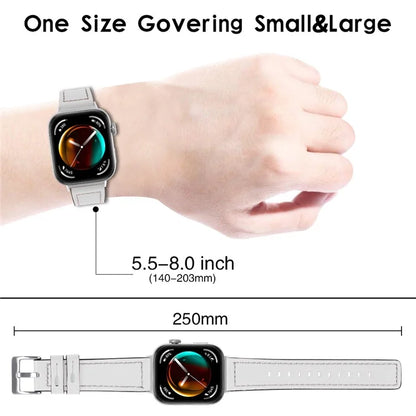 For Huawei Watch Fit 3 Watch Strap Stitching Lines Genuine Cow Leather Wrist Band