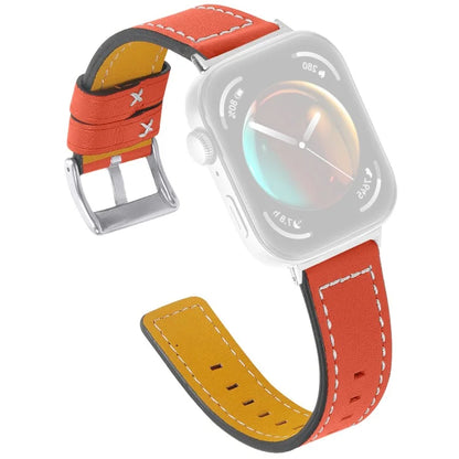 For Huawei Watch Fit 3 Watch Strap Stitching Lines Genuine Cow Leather Wrist Band
