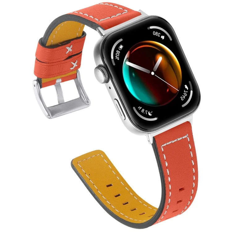 For Huawei Watch Fit 3 Watch Strap Stitching Lines Genuine Cow Leather Wrist Band