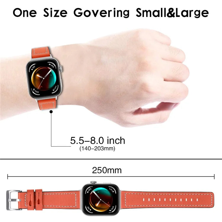 For Huawei Watch Fit 3 Watch Strap Stitching Lines Genuine Cow Leather Wrist Band