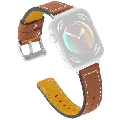 For Huawei Watch Fit 3 Watch Strap Stitching Lines Genuine Cow Leather Wrist Band