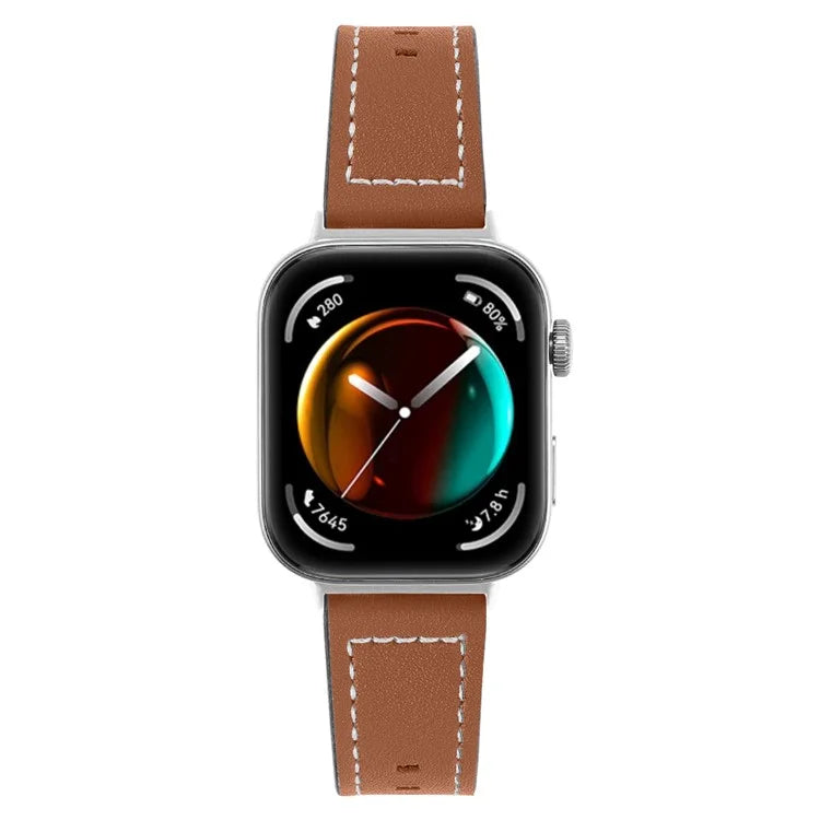 For Huawei Watch Fit 3 Watch Strap Stitching Lines Genuine Cow Leather Wrist Band