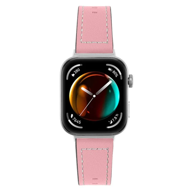 For Huawei Watch Fit 3 Watch Strap Stitching Lines Genuine Cow Leather Wrist Band
