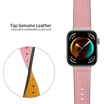 For Huawei Watch Fit 3 Watch Strap Stitching Lines Genuine Cow Leather Wrist Band