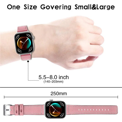 For Huawei Watch Fit 3 Watch Strap Stitching Lines Genuine Cow Leather Wrist Band