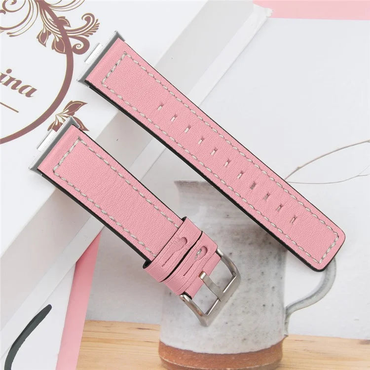 For Huawei Watch Fit 3 Watch Strap Stitching Lines Genuine Cow Leather Wrist Band
