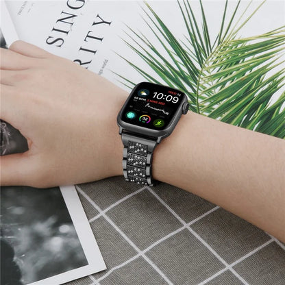 For Apple Watch Series 10 42mm / 9 8 7 41mm / SE (2023) SE (2022) SE 6 5 4 40mm / 3 2 1 38mm S Pattern Metal Strap