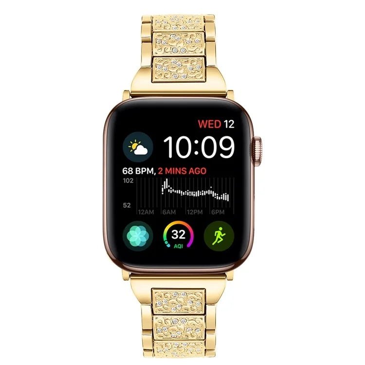 For Apple Watch Series 10 42mm / 9 8 7 41mm / SE (2023) SE (2022) SE 6 5 4 40mm / 3 2 1 38mm S Pattern Metal Strap