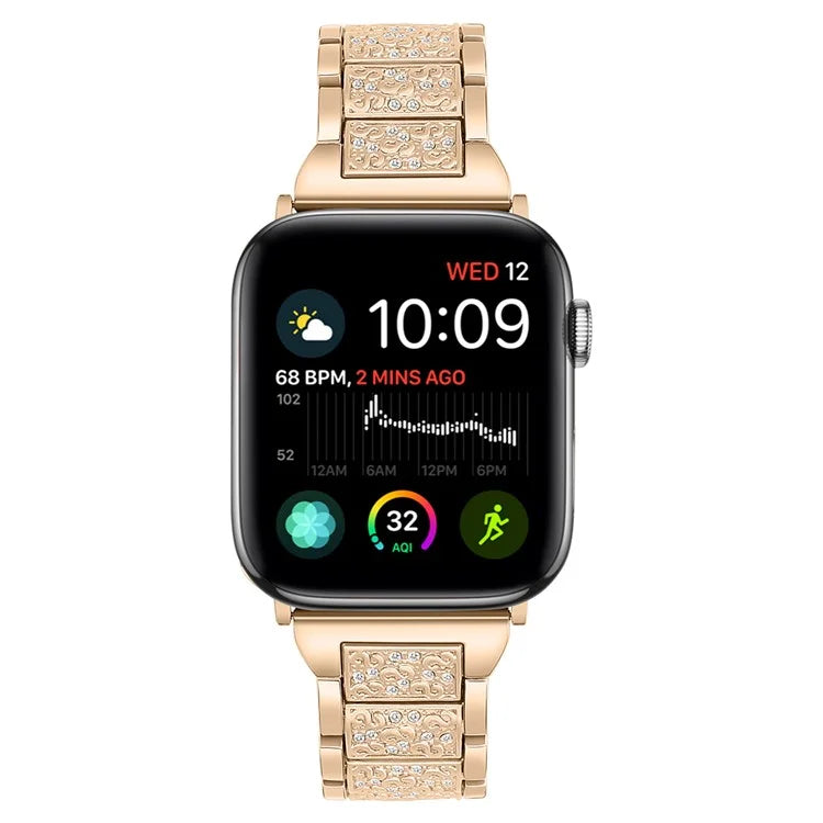 For Apple Watch Series 10 42mm / 9 8 7 41mm / SE (2023) SE (2022) SE 6 5 4 40mm / 3 2 1 38mm S Pattern Metal Strap