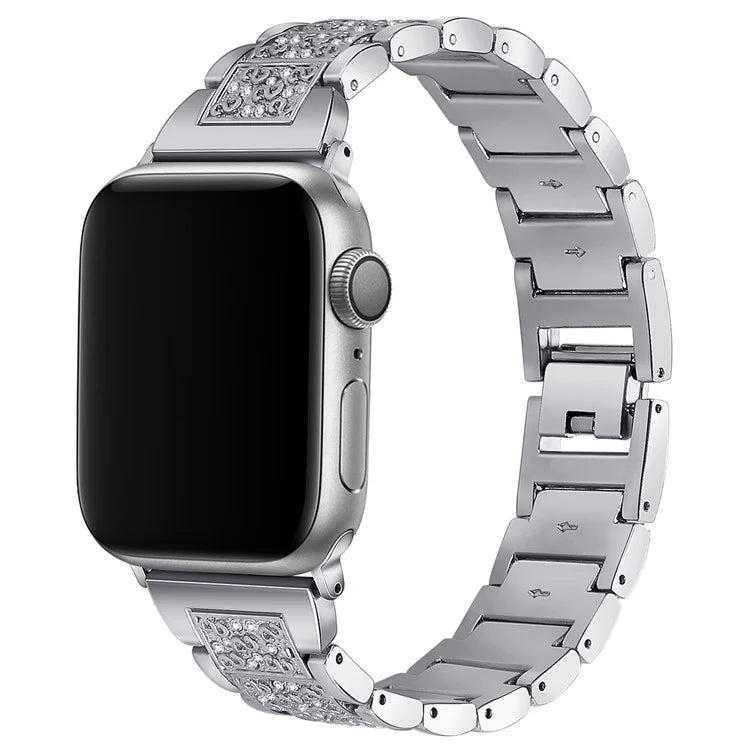 For Apple Watch Series 10 42mm / 9 8 7 41mm / SE (2023) SE (2022) SE 6 5 4 40mm / 3 2 1 38mm S Pattern Metal Strap