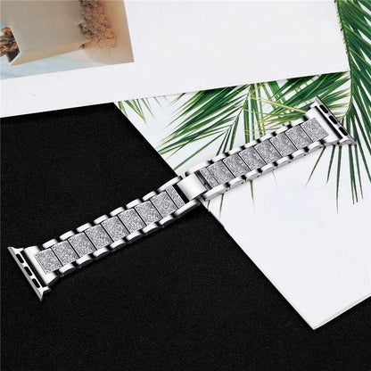 For Apple Watch Series 10 42mm / 9 8 7 41mm / SE (2023) SE (2022) SE 6 5 4 40mm / 3 2 1 38mm S Pattern Metal Strap
