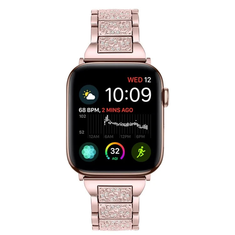 For Apple Watch 10 46mm / Ultra 2 / Ultra 49mm / 9 8 7 45mm / SE (2023) SE (2022) SE 6 5 4 44mm / 3 2 1 42mm S Pattern Metal Strap