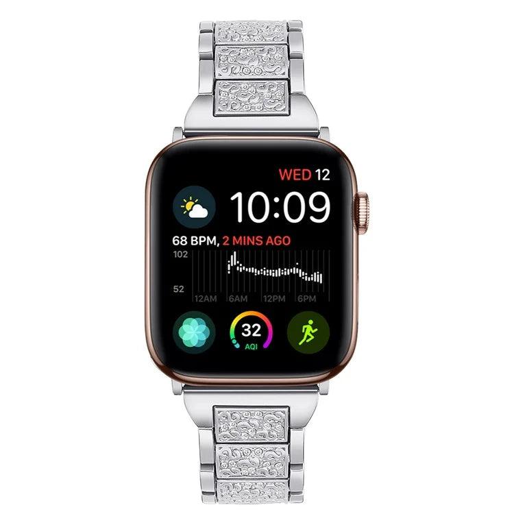 For Apple Watch 10 46mm / Ultra 2 / Ultra 49mm / 9 8 7 45mm / SE (2023) SE (2022) SE 6 5 4 44mm / 3 2 1 42mm S Pattern Metal Strap