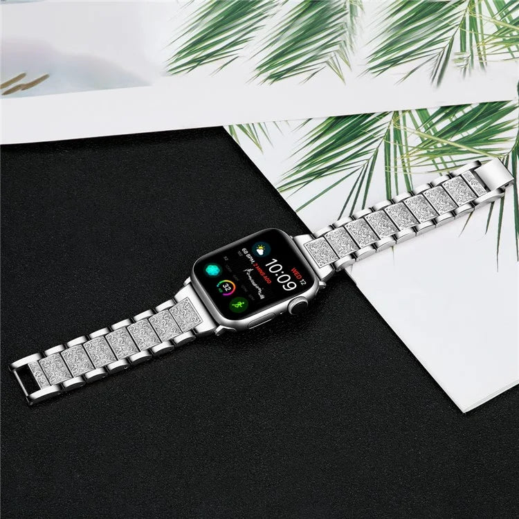 For Apple Watch 10 46mm / Ultra 2 / Ultra 49mm / 9 8 7 45mm / SE (2023) SE (2022) SE 6 5 4 44mm / 3 2 1 42mm S Pattern Metal Strap