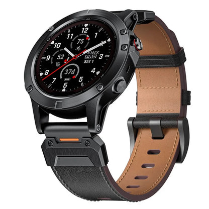 For Garmin Fenix 3 / 5 / 5X / 6X / 7X 26mm Universal Genuine Cow Leather Watch Band Replacement Strap