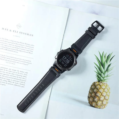 For Garmin Fenix 3 / 5 / 5X / 6X / 7X 26mm Universal Genuine Cow Leather Watch Band Replacement Strap
