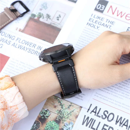 For Garmin Fenix 3 / 5 / 5X / 6X / 7X 26mm Universal Genuine Cow Leather Watch Band Replacement Strap