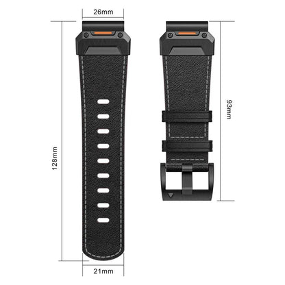 For Garmin Fenix 3 / 5 / 5X / 6X / 7X 26mm Universal Genuine Cow Leather Watch Band Replacement Strap