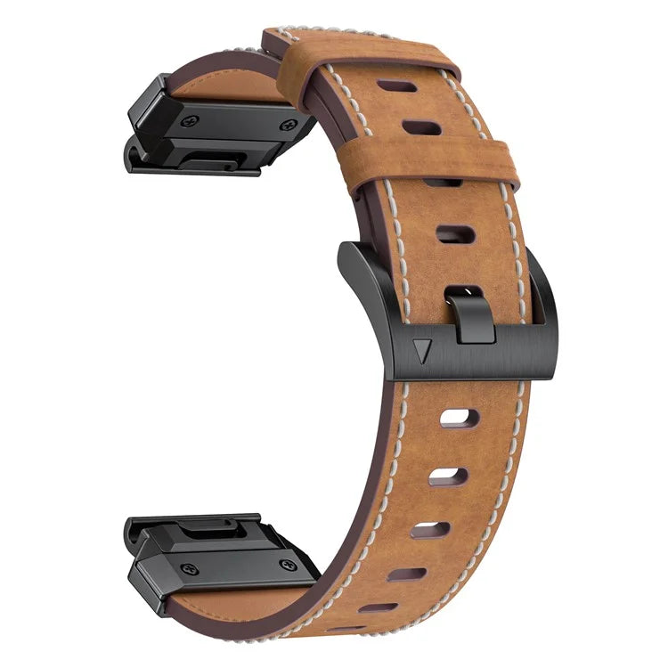 For Garmin Fenix 3 / 5 / 5X / 6X / 7X 26mm Universal Genuine Cow Leather Watch Band Replacement Strap