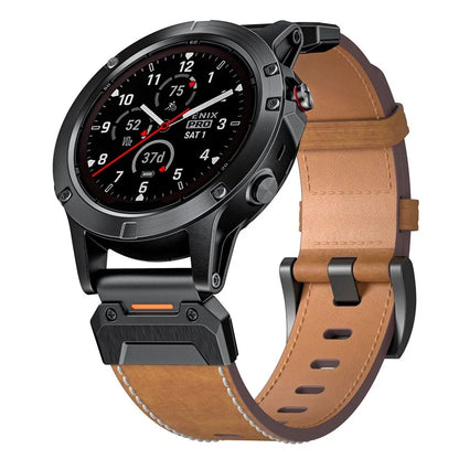 For Garmin Fenix 3 / 5 / 5X / 6X / 7X 26mm Universal Genuine Cow Leather Watch Band Replacement Strap