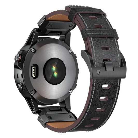 For Garmin Fenix 3 / 5 / 5X / 6X / 7X 22mm Universal Smart Watch Genuine Cow Leather Band Replacement Strap