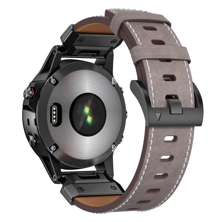 For Garmin Fenix 3 / 5 / 5X / 6X / 7X 22mm Universal Smart Watch Genuine Cow Leather Band Replacement Strap