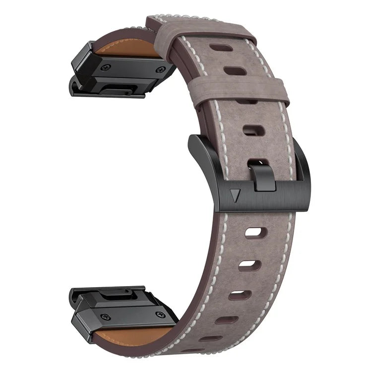 For Garmin Fenix 3 / 5 / 5X / 6X / 7X 22mm Universal Smart Watch Genuine Cow Leather Band Replacement Strap