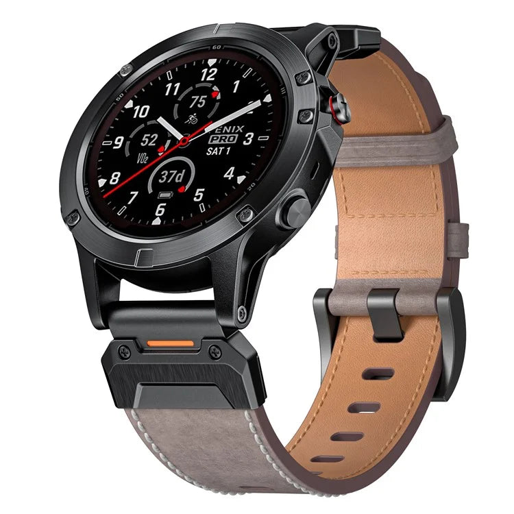 For Garmin Fenix 3 / 5 / 5X / 6X / 7X 22mm Universal Smart Watch Genuine Cow Leather Band Replacement Strap