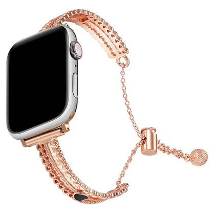 For Apple Watch Series 10 42mm / 9 8 7 41mm / SE (2023) SE (2022) SE 6 5 4 40mm / 3 2 1 38mm Copper Bracelet Zircon Love Heart Watch Strap