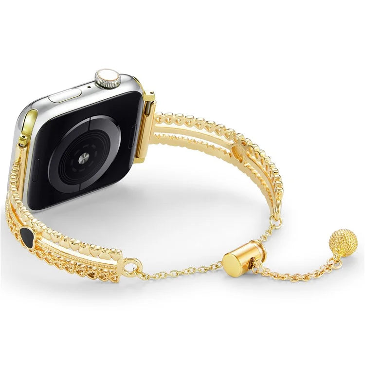 For Apple Watch Series 10 42mm / 9 8 7 41mm / SE (2023) SE (2022) SE 6 5 4 40mm / 3 2 1 38mm Copper Bracelet Zircon Love Heart Watch Strap