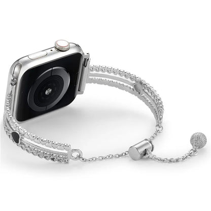 For Apple Watch Series 10 42mm / 9 8 7 41mm / SE (2023) SE (2022) SE 6 5 4 40mm / 3 2 1 38mm Copper Bracelet Zircon Love Heart Watch Strap