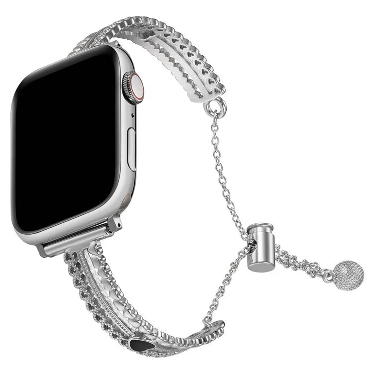 For Apple Watch Series 10 42mm / 9 8 7 41mm / SE (2023) SE (2022) SE 6 5 4 40mm / 3 2 1 38mm Copper Bracelet Zircon Love Heart Watch Strap