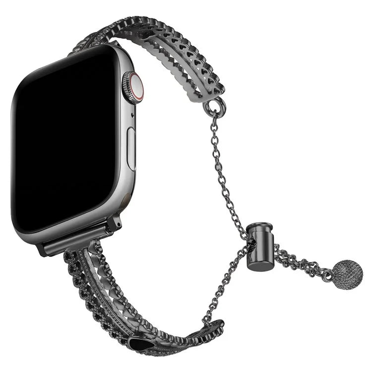 For Apple Watch Series 10 42mm / 9 8 7 41mm / SE (2023) SE (2022) SE 6 5 4 40mm / 3 2 1 38mm Copper Bracelet Zircon Love Heart Watch Strap