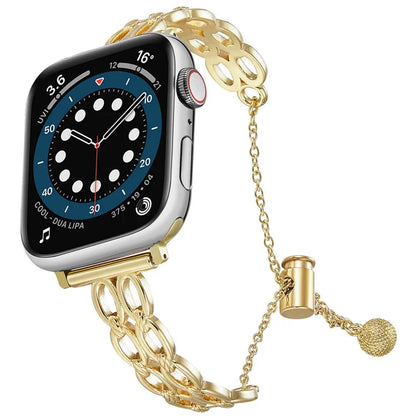 For Apple Watch Series 10 42mm / 9 8 7 41mm / SE (2023) SE (2022) SE 6 5 4 40mm / 3 2 1 38mm Copper Band Oval Rings Design Watch Strap