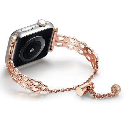 For Apple Watch Series 10 42mm / 9 8 7 41mm / SE (2023) SE (2022) SE 6 5 4 40mm / 3 2 1 38mm Copper Band Oval Rings Design Watch Strap