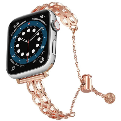 For Apple Watch Series 10 42mm / 9 8 7 41mm / SE (2023) SE (2022) SE 6 5 4 40mm / 3 2 1 38mm Copper Band Oval Rings Design Watch Strap