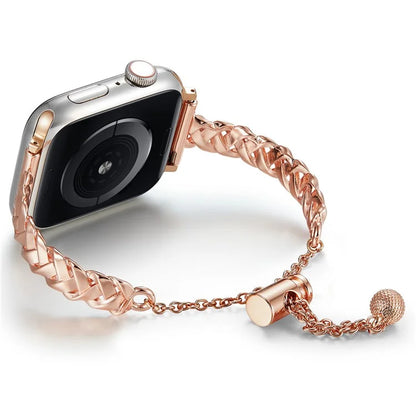 For Apple Watch Series 10 42mm / 9 8 7 41mm / SE (2023) SE (2022) SE 6 5 4 40mm / 3 2 1 38mm Glossy Copper Wrist Band X-Shape Watch Strap