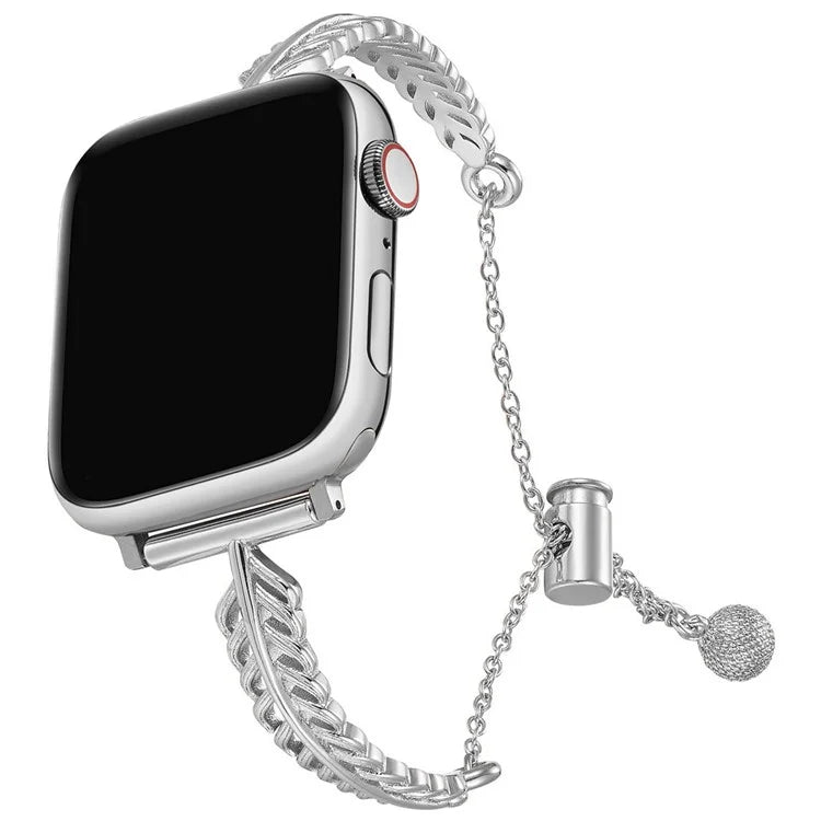 For Apple Watch Series 10 42mm / 9 8 7 41mm / SE (2023) SE (2022) SE 6 5 4 40mm / 3 2 1 38mm Feather Design Wrist Band Copper Watch Strap