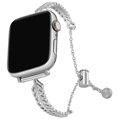 For Apple Watch Series 10 42mm / 9 8 7 41mm / SE (2023) SE (2022) SE 6 5 4 40mm / 3 2 1 38mm Feather Design Wrist Band Copper Watch Strap