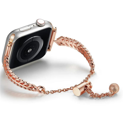 For Apple Watch 10 46mm / Ultra 2 / Ultra 49mm / 9 8 7 45mm / SE (2023) SE (2022) SE 6 5 4 44mm / 3 2 1 42mm Copper Bracelet Feather Design Strap