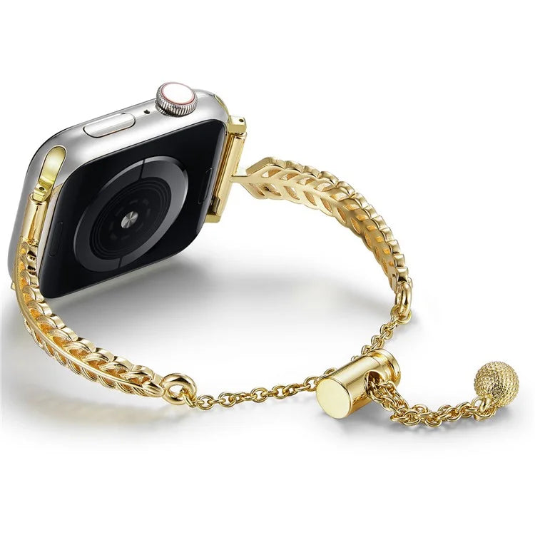 For Apple Watch 10 46mm / Ultra 2 / Ultra 49mm / 9 8 7 45mm / SE (2023) SE (2022) SE 6 5 4 44mm / 3 2 1 42mm Copper Bracelet Feather Design Strap