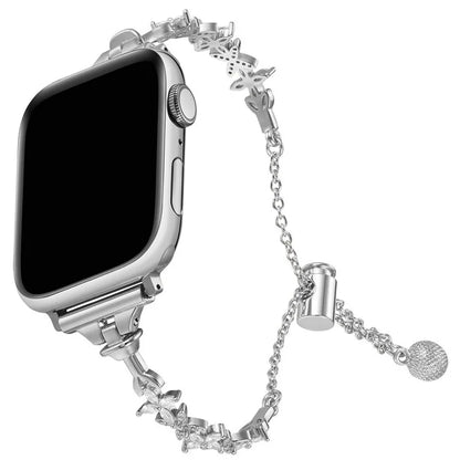 For Apple Watch Series 10 42mm / 9 8 7 41mm / SE (2023) SE (2022) SE 6 5 4 40mm / 3 2 1 38mm Copper Bracelet Zircon Four-Leaf Clover Watch Strap