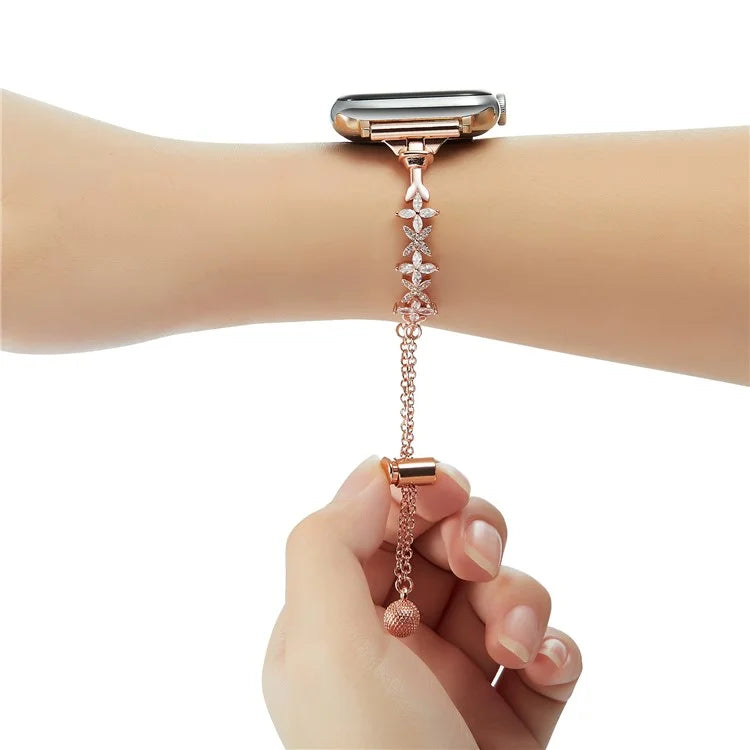 For Apple Watch 10 46mm / Ultra 2 / Ultra 49mm / 9 8 7 45mm / SE (2023) SE (2022) SE 6 5 4 44mm / 3 2 1 42mm Four-Leaf Clover Copper Watch Strap