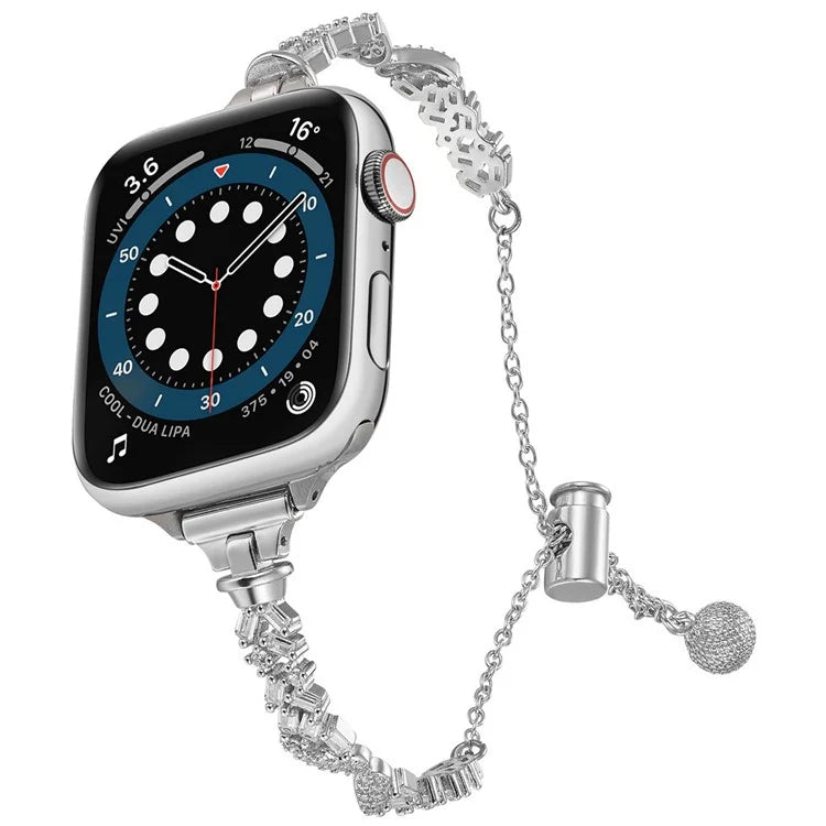 For Apple Watch Series 10 42mm / 9 8 7 41mm / SE (2023) SE (2022) SE 6 5 4 40mm / 3 2 1 38mm Rhinestone Decor Copper Bracelet Angel Wings Watch Strap