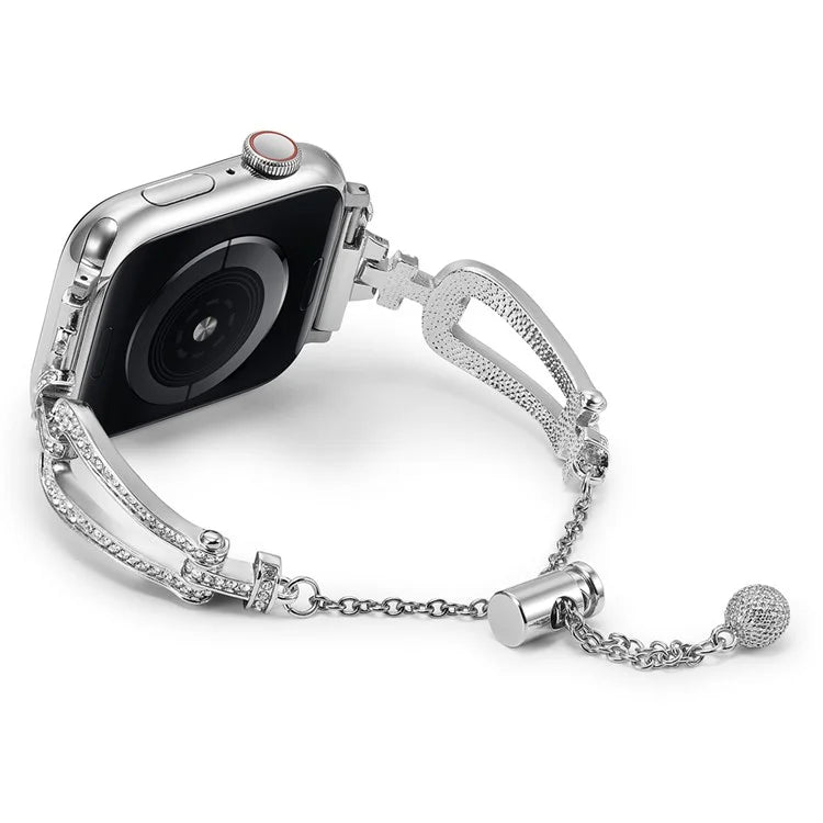 For Apple Watch Series 10 42mm / 9 8 7 41mm / SE (2023) SE (2022) SE 6 5 4 40mm / 3 2 1 38mm Rhinestone Decor Bracelet U-Shape Zinc Alloy Watch Strap