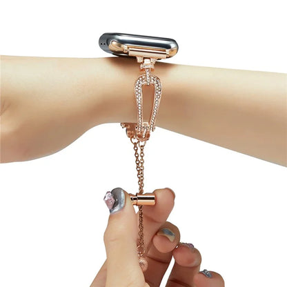 For Apple Watch 10 46mm / Ultra 2 / Ultra 49mm / 9 8 7 45mm / SE (2023) SE (2022) SE 6 5 4 44mm / 3 2 1 42mm Rhinestone U-Shape Zinc Alloy Watch Band