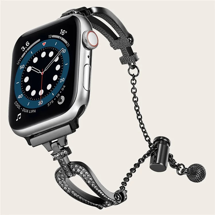 For Apple Watch 10 46mm / Ultra 2 / Ultra 49mm / 9 8 7 45mm / SE (2023) SE (2022) SE 6 5 4 44mm / 3 2 1 42mm Rhinestone U-Shape Zinc Alloy Watch Band